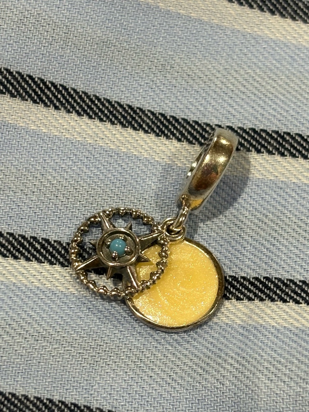 Pandora Silver Compass and mother of pearl charm. - Picture 3 of 5